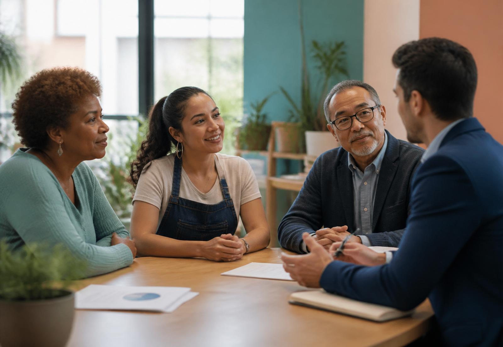 Community members meeting with an attorney at New York Hope